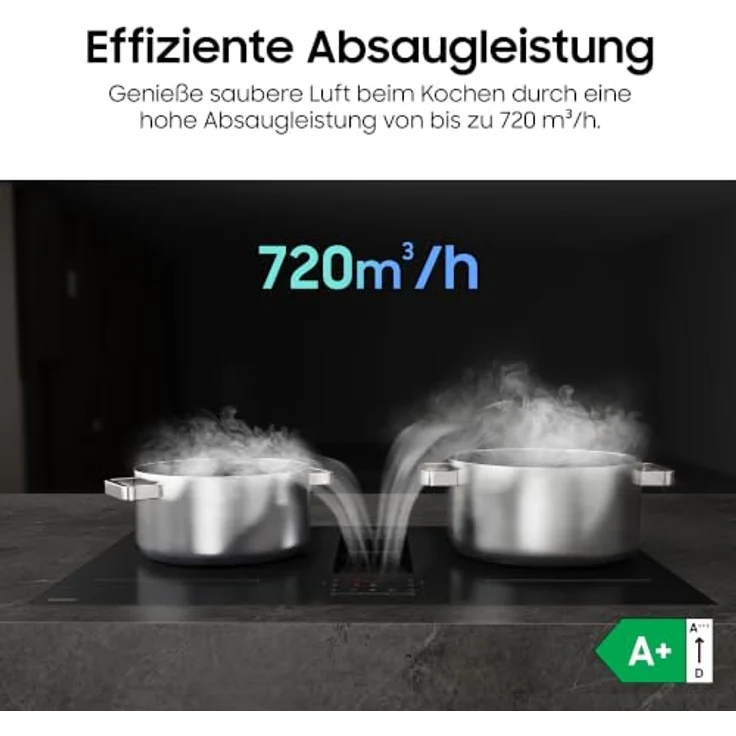 Samsung CC90H84PADUR Induktionskochfeld mit Abzug, 80 cm, A+ Energieeffizienz, Flex Zone, 9 Power Levels, Dunstabzug 600 m³/h – Bild 7