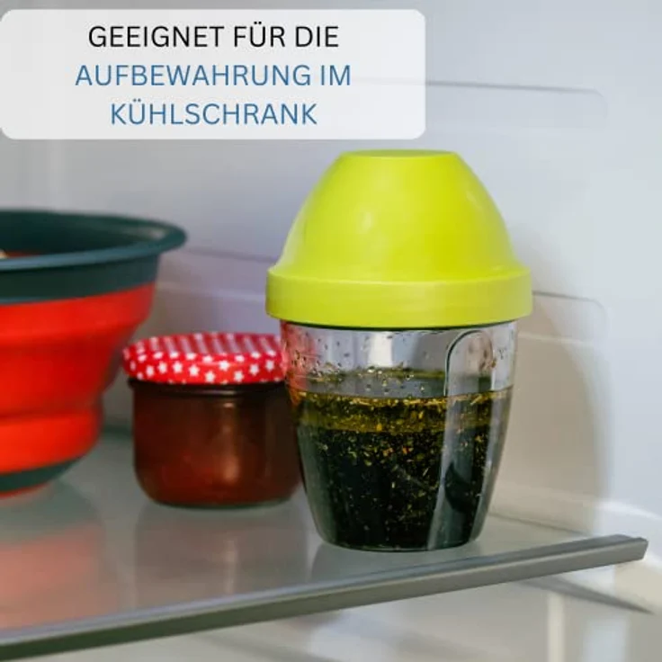 Westmark Mini-Dressingshaker, Schüttelbecher, Mit herausnehmbarer Mixscheibe, Füllvolumen: 0,25 Liter, Kunststoff, Mix-Ei, Apfelgrün-Transparent, 3089227A – Bild 7