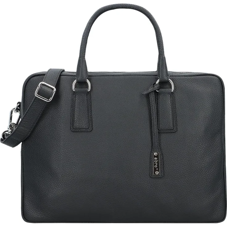 Abro Adria Handtasche, Leder, 37.5 cm, Schwarz, praktischer Stauraum für Wertsachen