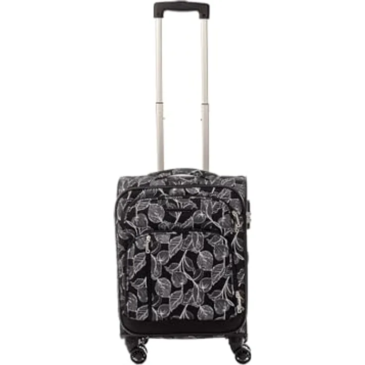 Franky Koffer Handgepäck Spinner Gr. S T1S-DR 55 cm Flower, TSA-Zahlenschloss, 4 Doppellenkrollen 360 Grad, USB-Anschluss