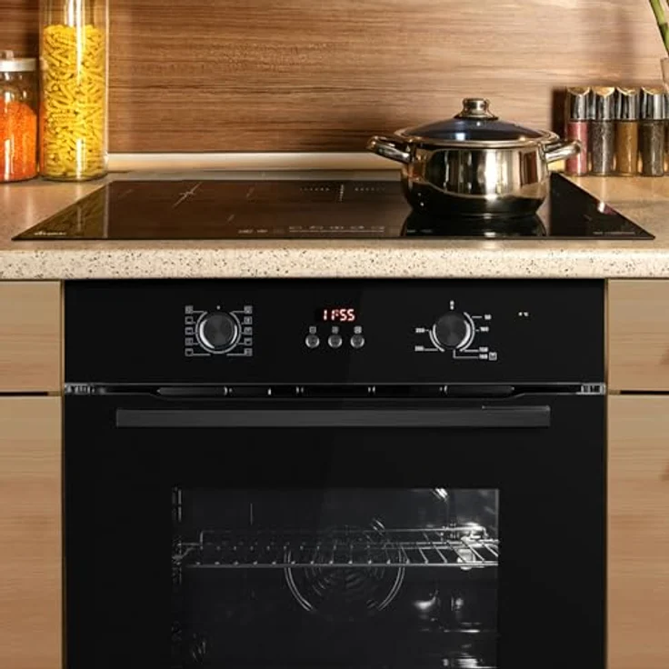 KKT KOLBE Autarkes Herdset SET8005FBIH77FZ | 60cm Einbaubackofen BO8005FB mit Heißluft und Kindersicherung | 77cm Induktionskochfeld IH87705FZ mit Flexzonen und Booster, Full-Black-Design – Bild 2
