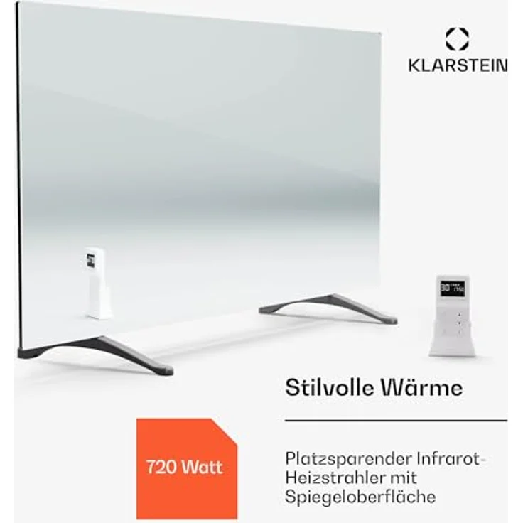 Klarstein Infrarotheizung mit Thermostat, 720W Elektroheizung, Smart Infrarotheizung zur Wandmontage, IR mit Erkennung Offener Fenster, Feuchtraum Heizkörper CO2-Frei, IP54 Elektro Wand Heizung – Bild 2