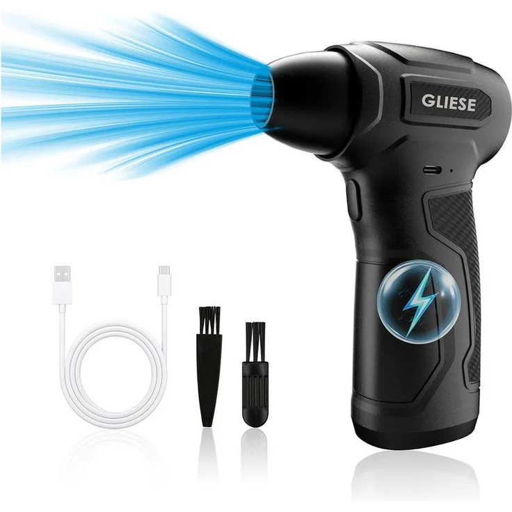 GLIESE Handstaubsauger Druckluftreiniger, 200.000 U/min, beutellos, mit schnellem 8000 mAh Akku, ergonomisches Design, für PC, Auto & Haushalt