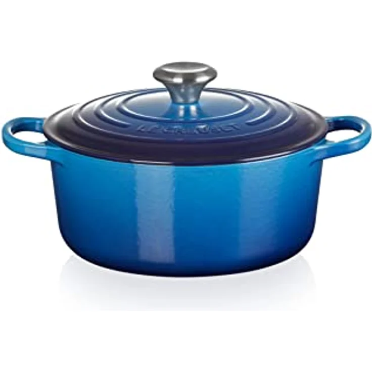 Le Creuset Signature Gusseisen-Bräter mit Deckel, Ø 24 cm, Rund, Für alle Herdarten und Induktion geeignet, Volumen: 4,2 l, 4,305 kg, Azure, 21177242202430 – Bild 2