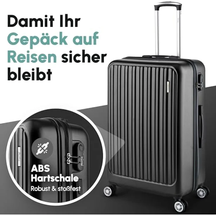 Easy Move ABS Hartschalenkoffer [ERGONOMISCH & SICHER] - Großer Trolley Koffer mit 360° Rädern, Zahlen Schloss - reisekoffer groß, hartschalenkoffer, Luggage * – Bild 2