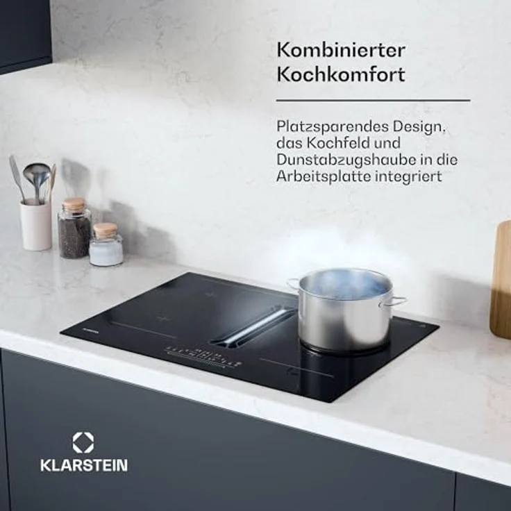 Klarstein AirJet 72, Induktions-Kochfeld mit Dunstabzug, 4 Zonen, Touch-Panel, schwarz – Bild 3