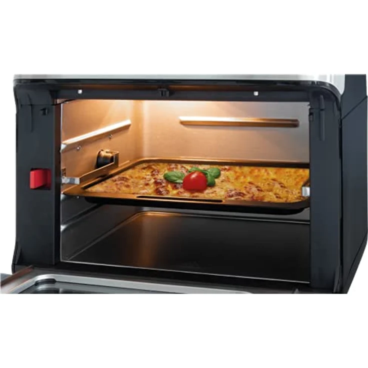 ProfiCook PC-FR 1200 H Heißluft-Fritteuse, 9 Automatikprogramme inkl. variabler Zeit und Temperatureinstellung, Kapazität: ca. 11 Liter, 4 Einschubhöhen für optimale Backergebisse, Edelstahl-schwarz – Bild 4