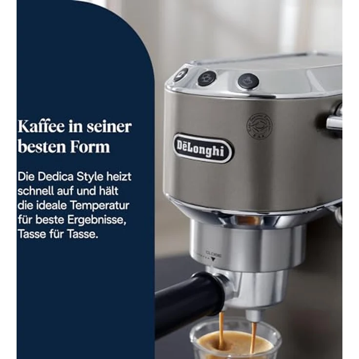 De'Longhi Dedica Style EC685.TB, Espressomaschine mit manuellem Milchaufschäumer, Titanschwarz – Bild 3
