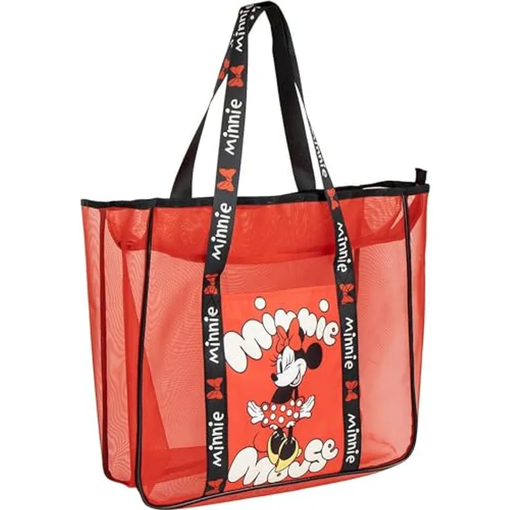 Cerda Shopper Disney Minnie Premium Strandtasche, groß, 62 × 39 × 20 cm, 100 % Polyester, leicht und strapazierfähig
