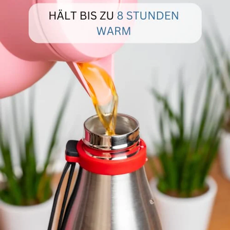 Westmark Isolier--Thermo-Trinkflasche, hält 8 Std. warm-kalt, kohlensäurefest, 700 ml, Rostfreier Edelstahl-Silikon-Kunststoff, BPA-frei, Viva, Silber-Rot, 5283226S – Bild 4