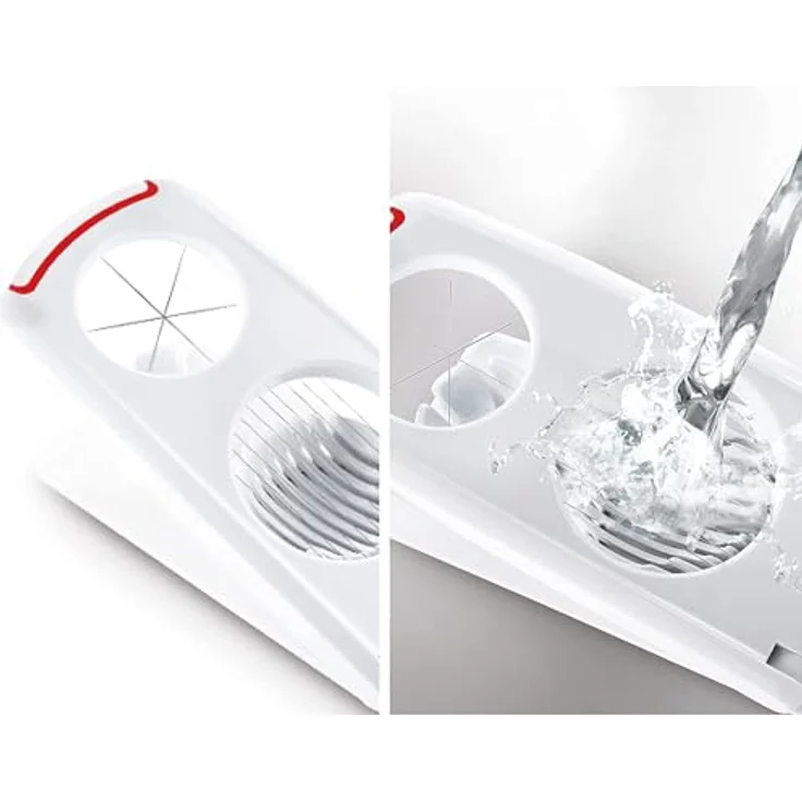 Leifheit Eierschneider Combi ComfortLine-Serie mit 3 Funktionen, Champignonschneider schneidet sauber und exakt, Küchenhelfer zum Schneiden von Eiern, Pellkartoffeln, rostfreier Schneidedraht, weiß – Bild 4