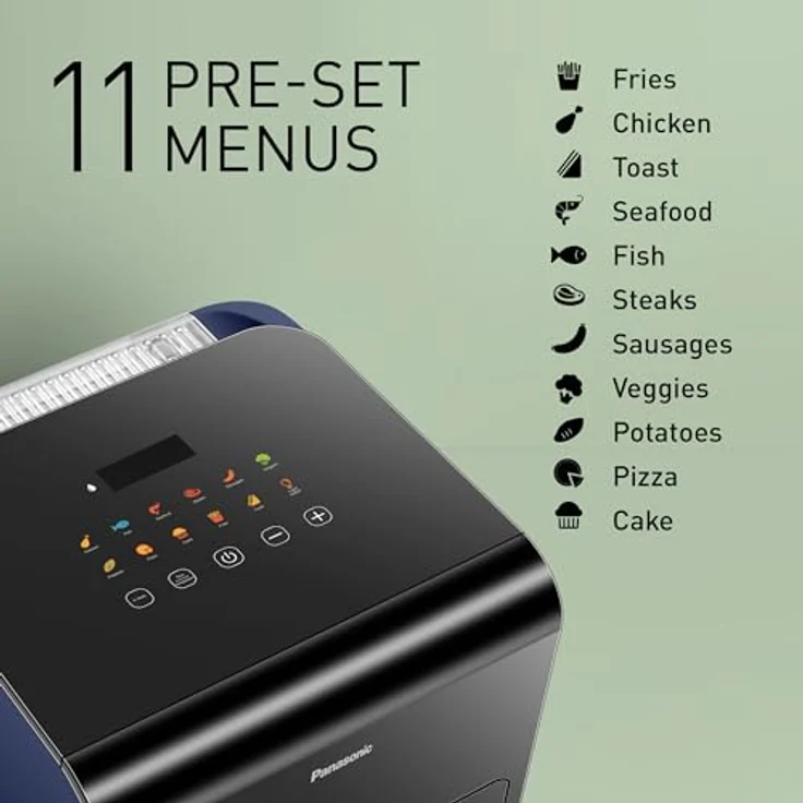 Panasonic NF-CC600AXE Air Fryer mit Sichtfenster, 6 l, 80–200 °C, digitaler Timer & LCD-Display, sanfte Dampfzugabe, 11 Voreinstellungen, einfache Reinigung, Schwarz mit Griff in Roségold – Bild 5