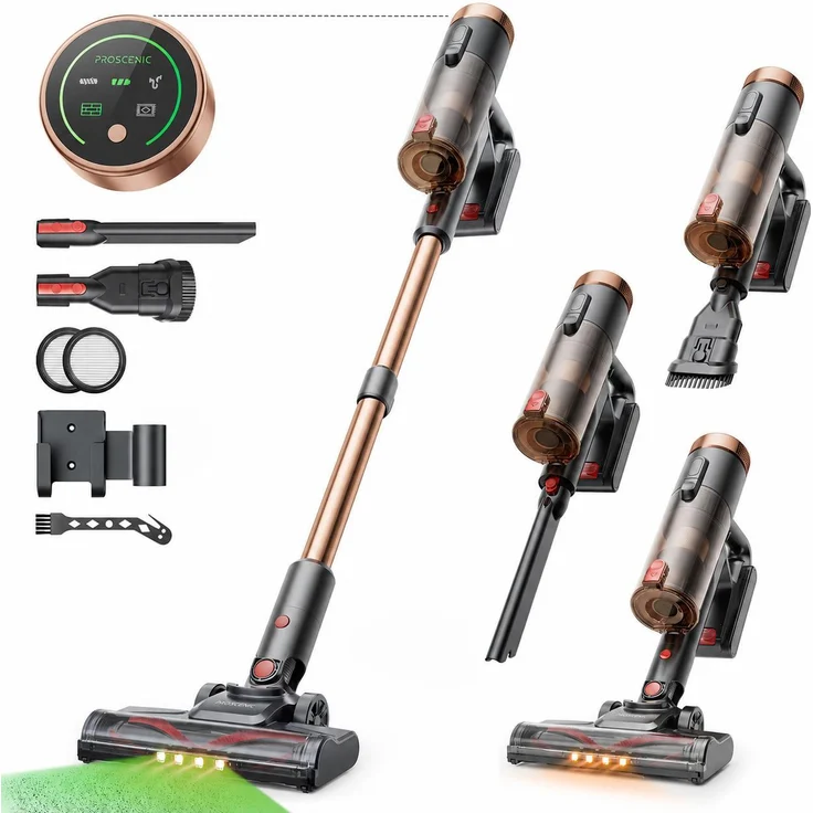 Proscenic P11 Ultra Akku-Staubsauger, 450W, 40kPa Saugleistung, 40 Min Laufzeit, LED-Display, Grünlicht-Bürste, 5-Stufen-Filtersystem, Kabellos