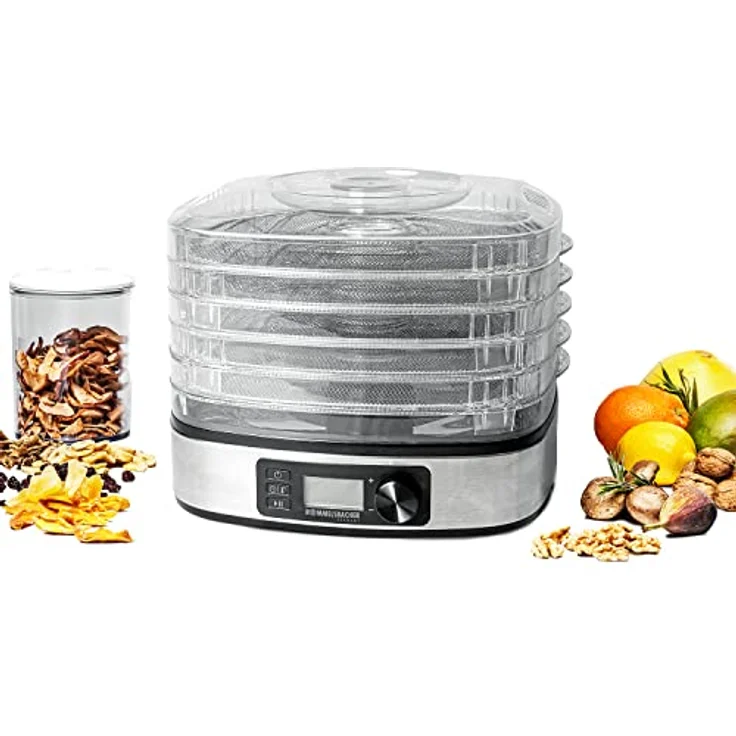 Rommelsbacher DA 350 Dörrautomat, 350W, 5 Ablagen, Signalton, Abschaltautomatik, Drehregler, mit Timer, LCD-Display, edelstahl-schwarz – Bild 6