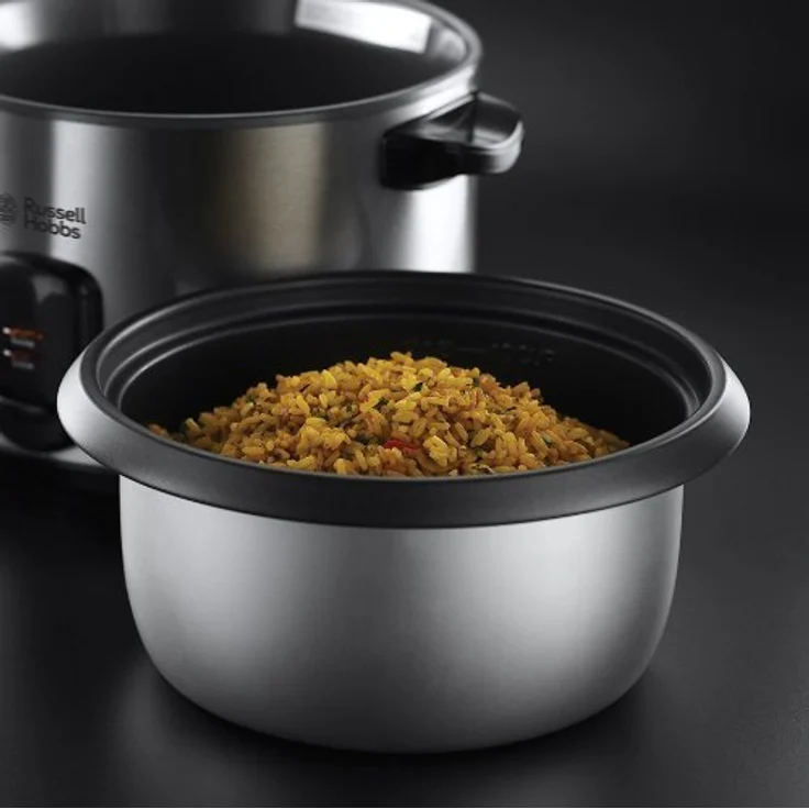 Russell Hobbs Reiskocher, 1,8l, 700 Watt, inkl. Dampfgarer-Einsatz, Warmhaltefunktion, antihaftbeschichteter Gartopf, Reislöffel & Messbecher, Schongarer für Gemüse & Fisch, CookHome, 19750-56 – Bild 4