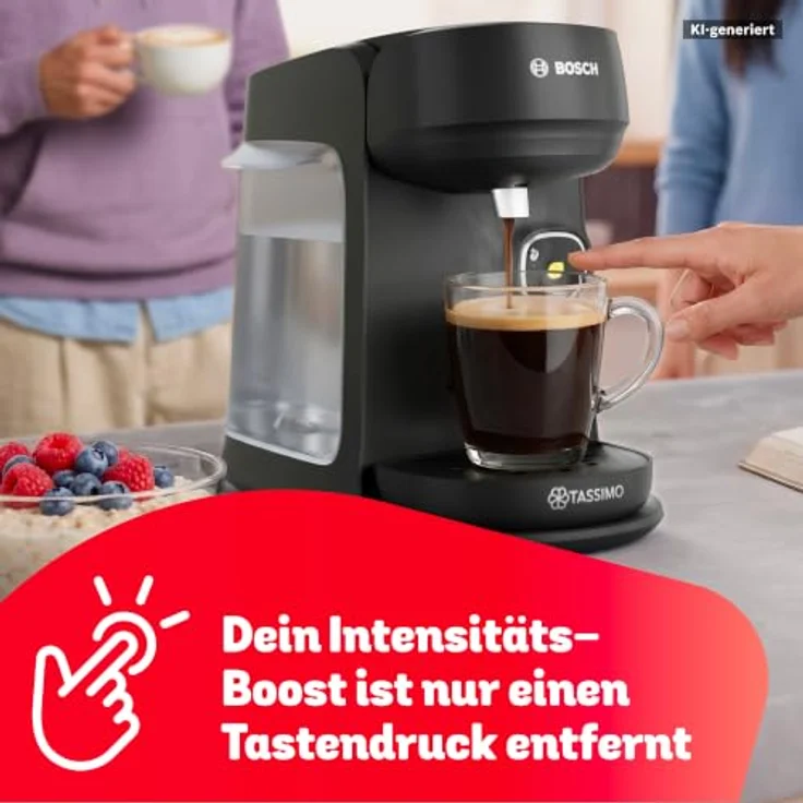 Bosch TAS172B Kaffeepadmaschine, 0.85 l Wassertank, 1400 W, INTELLIBREW Barcode-Technologie, IntensityBoost, One-Touch-Bedienung – Bild 4