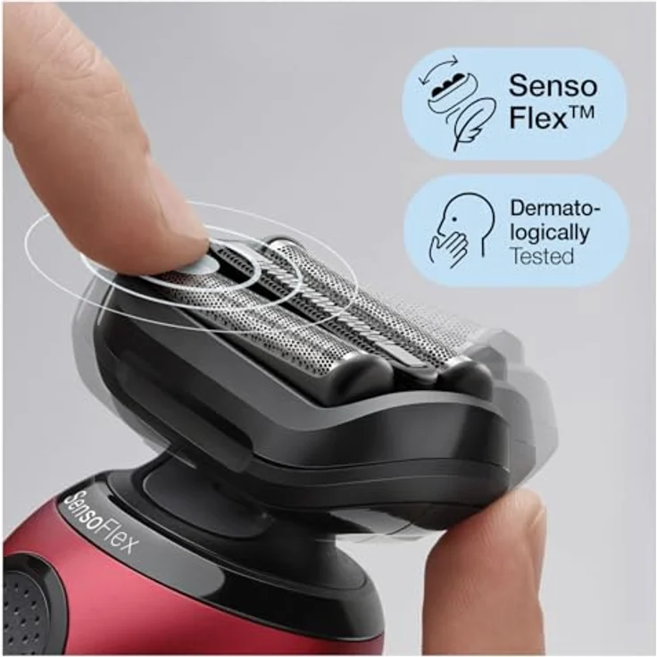 Oral-B, Rasierapparat, Braun Series 6 61-R1200s Folienschaber Trimmer Schwarz, Rot – Bild 2