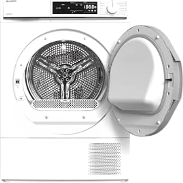Sharp KD-NHA8S7PW21-DE Wärmepumpentrockner Frontlader, 8 kg, 15 Programme, 30 Min. Kurzprogramm, Schontrommel, LED-Innenbeleuchtung, Kindersicherung, Weiß – Bild 5