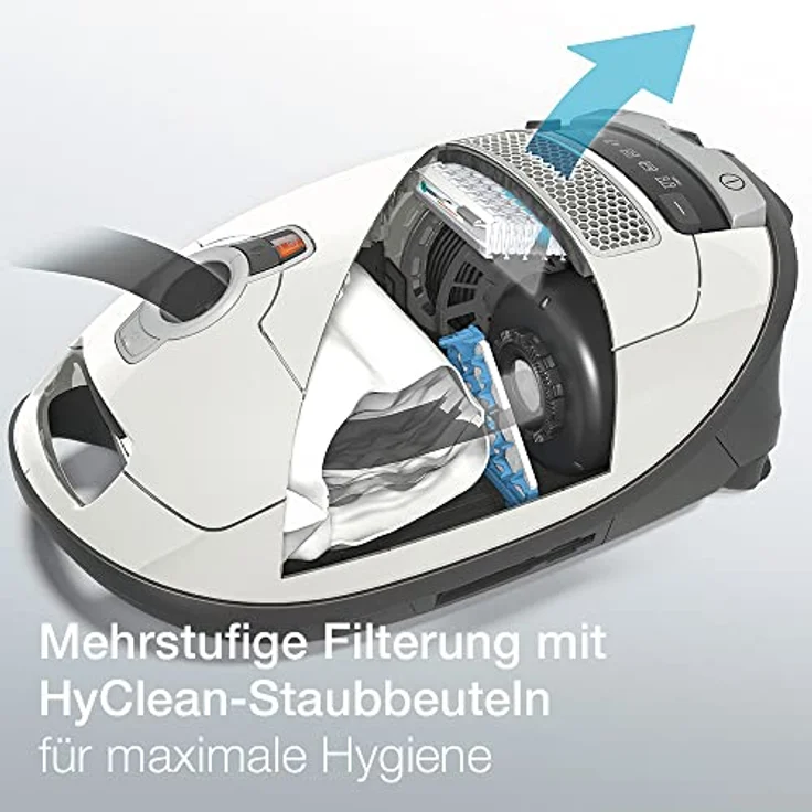 Miele Complete C3 Silence EcoLine Bodenstaubsauger (mit Beutel, 4,5 Liter Staubbeutelvolumen, 550 Watt, 12m Aktionsradius, extra leise 64 dB, inkl. Gummireifen für guten Rollcomfort) weiß – Bild 5