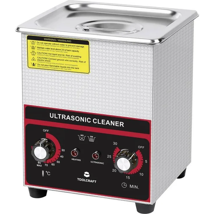 TOOLCRAFT Ultraschallreiniger 2 l mit Heizung und Reinigungskorb, rostfreier Stahl