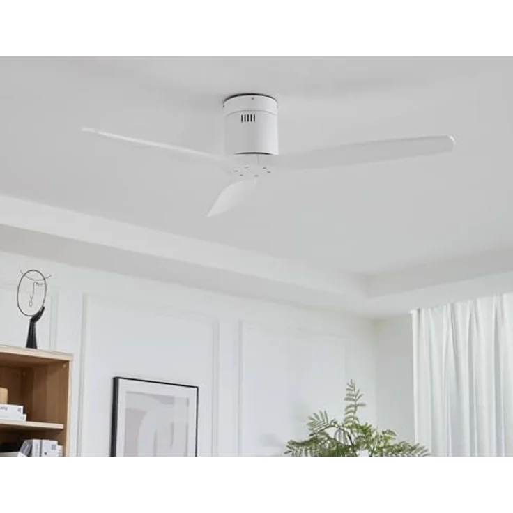 Lucande Deckenventilator Vindur, moderner Ventilator mit 3 Lüfterflügeln und Fernbedienung, weiß – Bild 2