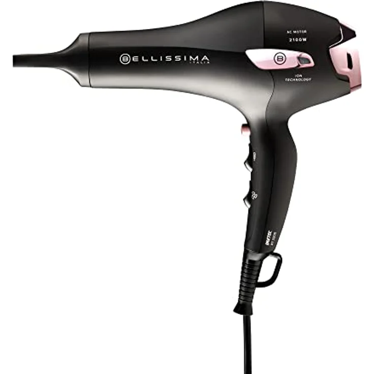 Bellissima P7 3200, Haartrockner, Profi-Motor, 2100 Watt, Ionisator, 2 Geschwindigkeiten, 3 Temperaturen, Lockendiffusor, Kaltluftstrahl, Licht, Reiseetui, Kabelclip – Bild 3