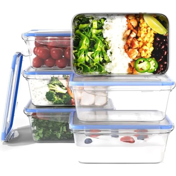 Classbach® Frischhaltedosen mit Deckel | 6er Set | 100% dicht | Meal Prep | Stapelbar | 6x 1000 ml