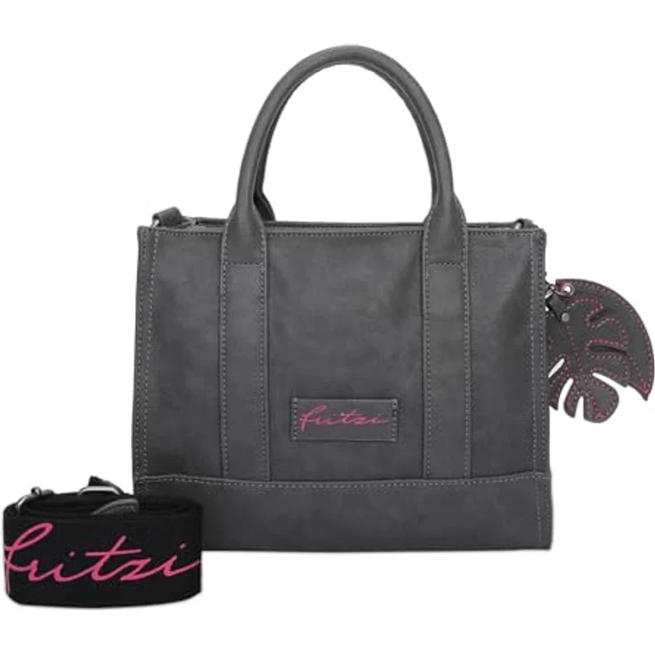 Fritzi aus Preußen Eco Square Handtasche 26 cm, Damen Handtasche in Schwarz und Grau, praktischer Stauraum für Wertsachen – Bild 1