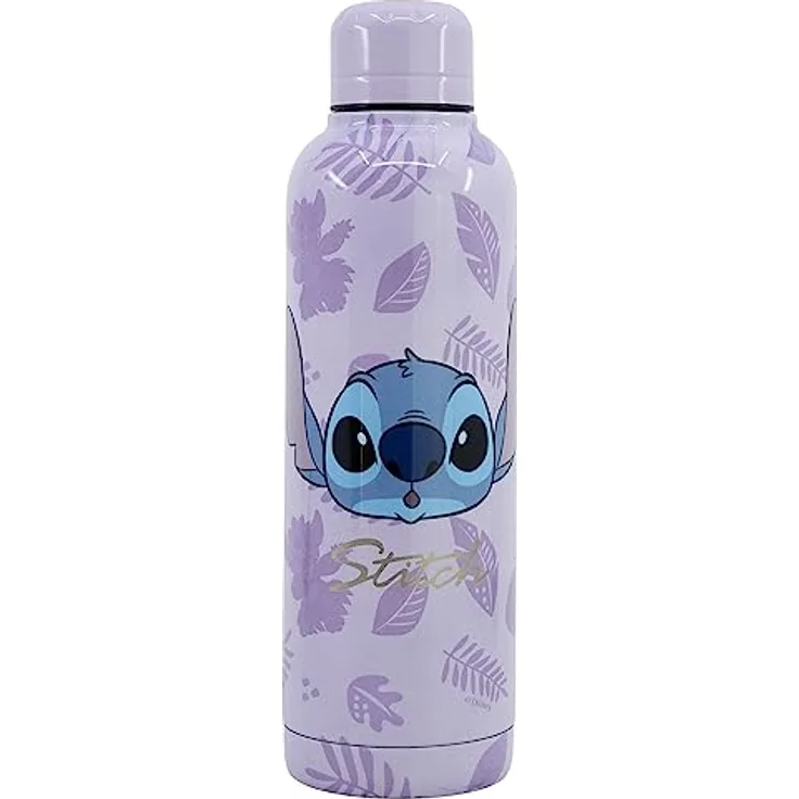 Stor THERMOSFLASCHE AUS EDELSTAHL 515 ML | STITCH PALMS, BPA-frei, offiziell lizenziertes Produkt