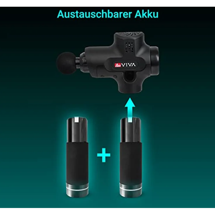 AsVIVA Physiovibe Pro MGN1 Massage Gun mit Wärmekopf, austauschbaren 2400 mAh Akku, USB Ladefunktion und 7 Massageköpfen, Massagegerät – Bild 3