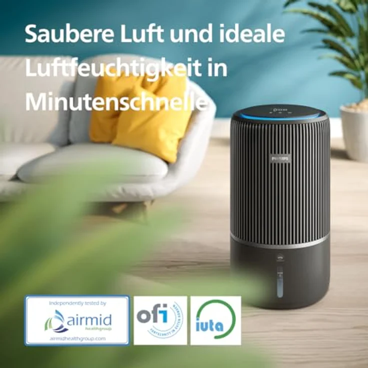 Philips 3400 Serie 2-in-1-Luftreiniger und -Luftbefeuchter, HEPA NanoProtect + Aktivkohlefilter, hygienische Luftbefeuchtung mit 650ml/h, CADR 300m³/h für 78 m² (AC3421/13) - Weiß – Bild 3
