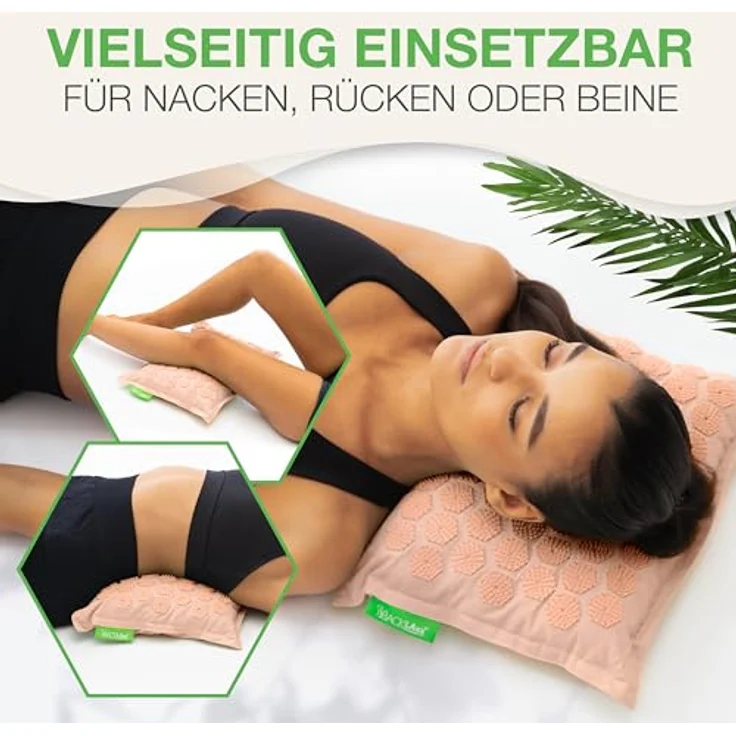 BACKLAxx® Akupressurmatte mit Kissen, nachhaltige Halbleinenüberzüge, 6.960 Akupressurspitzen, gefüllt mit 100% Kokosfasern und Naturlatex, antibakteriell und schmutzabweisend – Bild 5