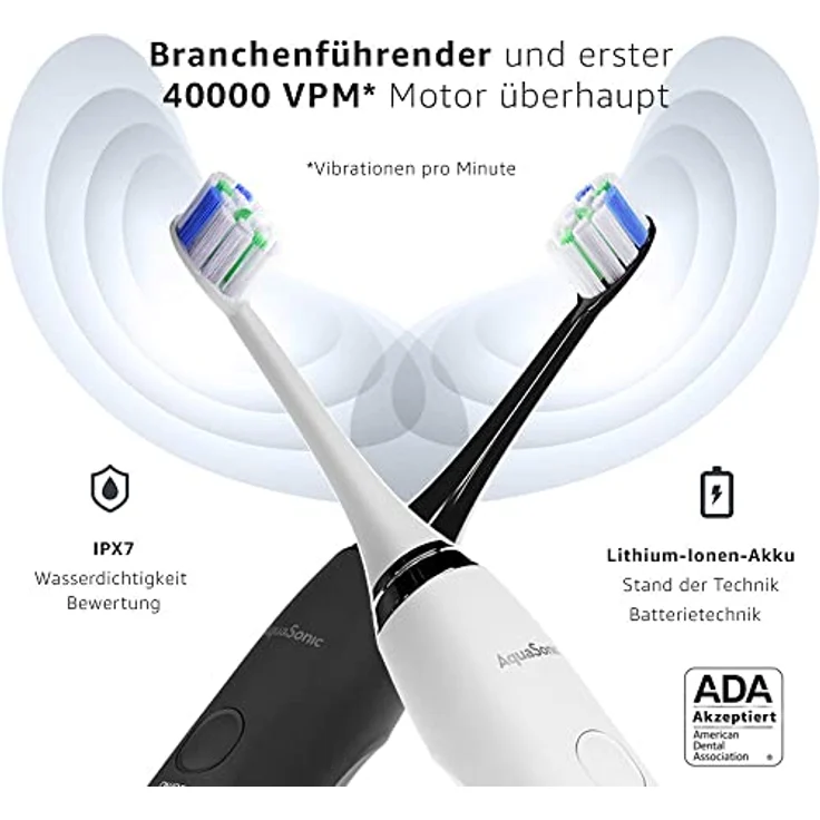 AquaSonic DUO PRO – Extra Aufheller 40.000 VPM Elektrische Intelligente Zahnbürsten - 4 Modi mit Smart Timer - UV Säuberung & Kabellose Aufladestation - 10 ProFlex Bürstenköpfe & 2 Reiseetuis – Bild 4