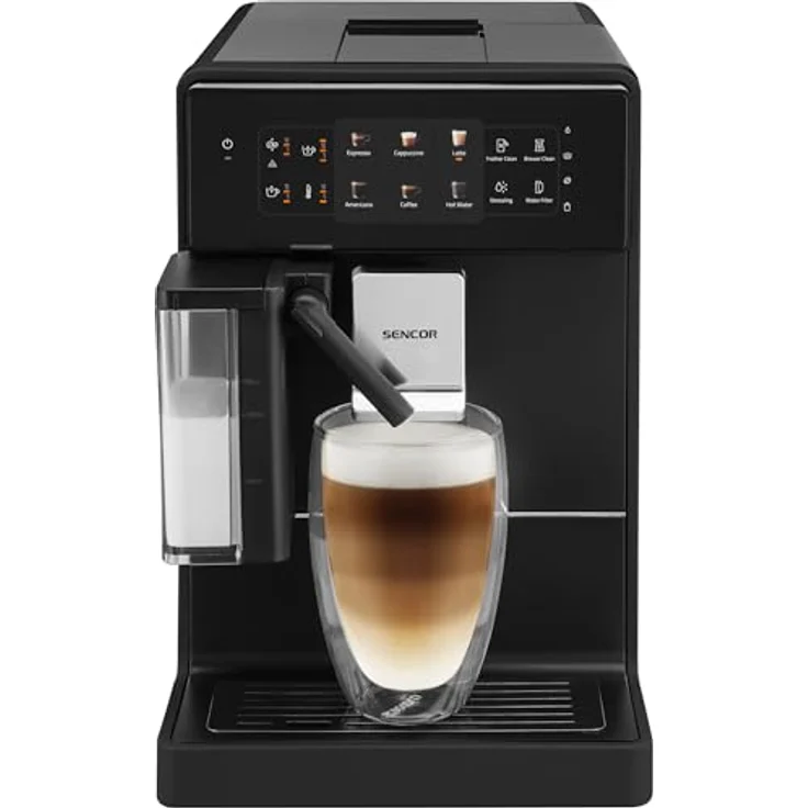 SENCOR Automatische Espresso- und Cappuccinomaschine SES 9300BK, 19 Bar, mit integriertem Mahlwerk und bunter LED-Anzeige, schwarz – Bild 3