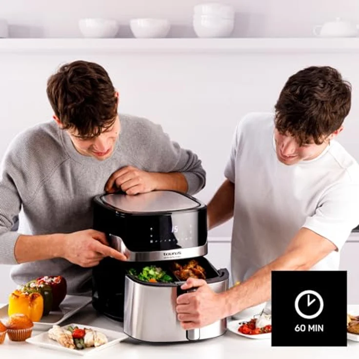 "Taurus Fritteuse Airfryer Heißluftfritteuse Taurus AIR FRY DIG 7SW, digitales Display, schwarz" – Bild 7