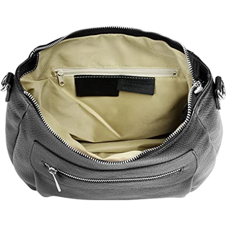 Samantha Look Umhängetasche Echtleder Made in Italy, 100% Rindleder, Mattes Finish, Schwarz – Bild 6