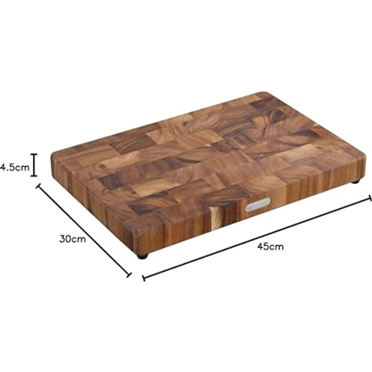 Zassenhaus Hackblock aus nachhaltigem Akazienholz-Stirnholz in der Farbe Dunkelbraun, Maße: 45cm x 30cm x 4,5cm, 055481 – Bild 2