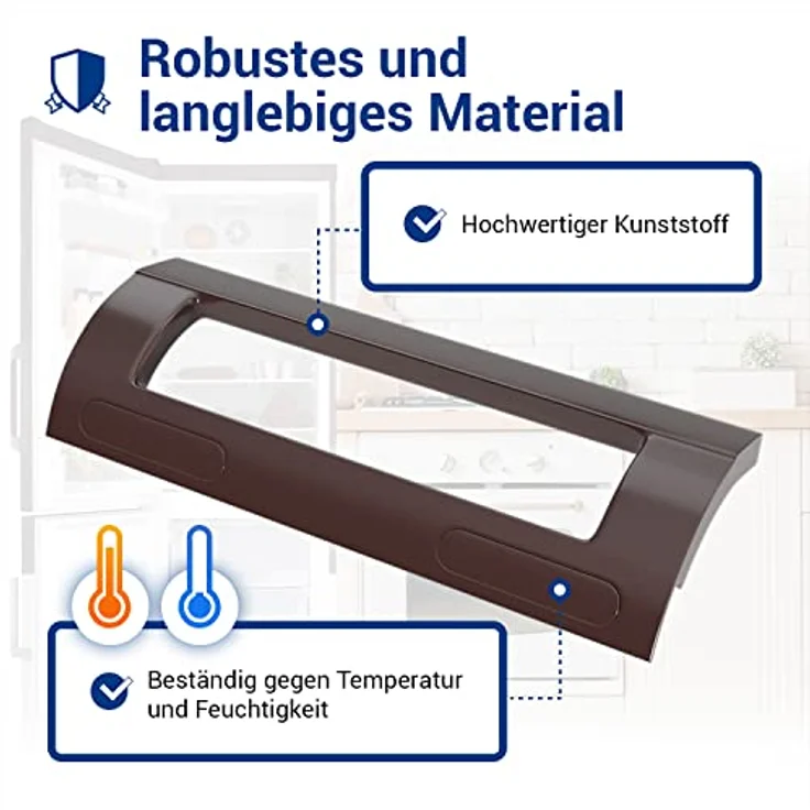 VIOKS Kühlschrank Griff Universal 200x70x25mm & Brauner Türgriff Set mit Befestigungsabstand 84-160 mm für Kühlschrank mit Gefrierfach/Gefrierschrank & Kühlschranktür Ersatzteile Türgriff – Bild 3