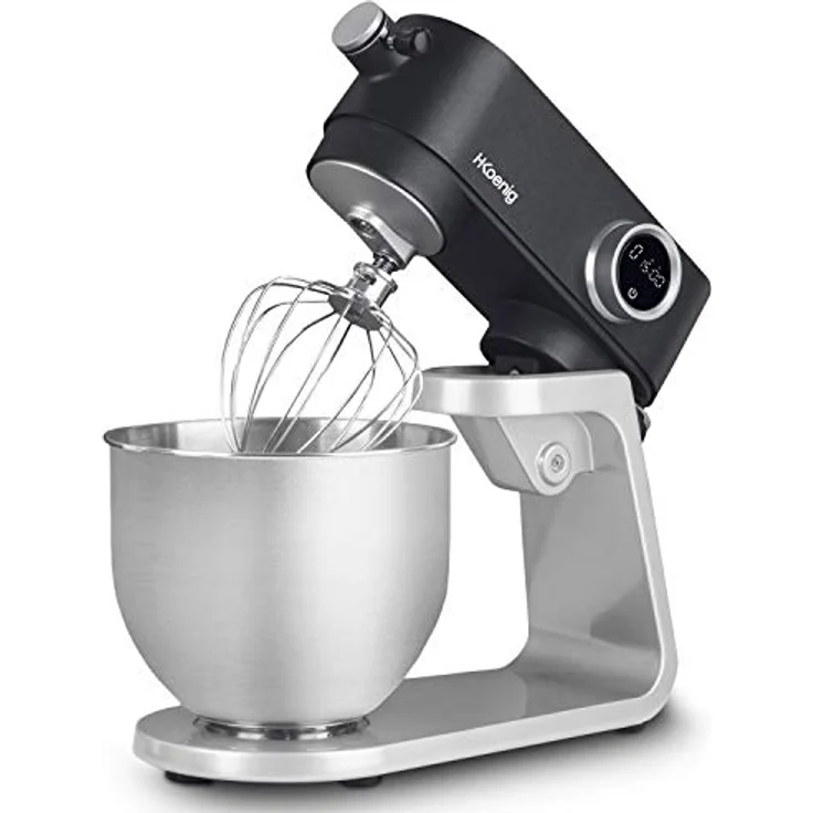 H.Koenig KM120 Küchenmaschine, 800W, 8 Geschwindigkeiten, 5L Edelstahlschüssel, mattgrau – Bild 5