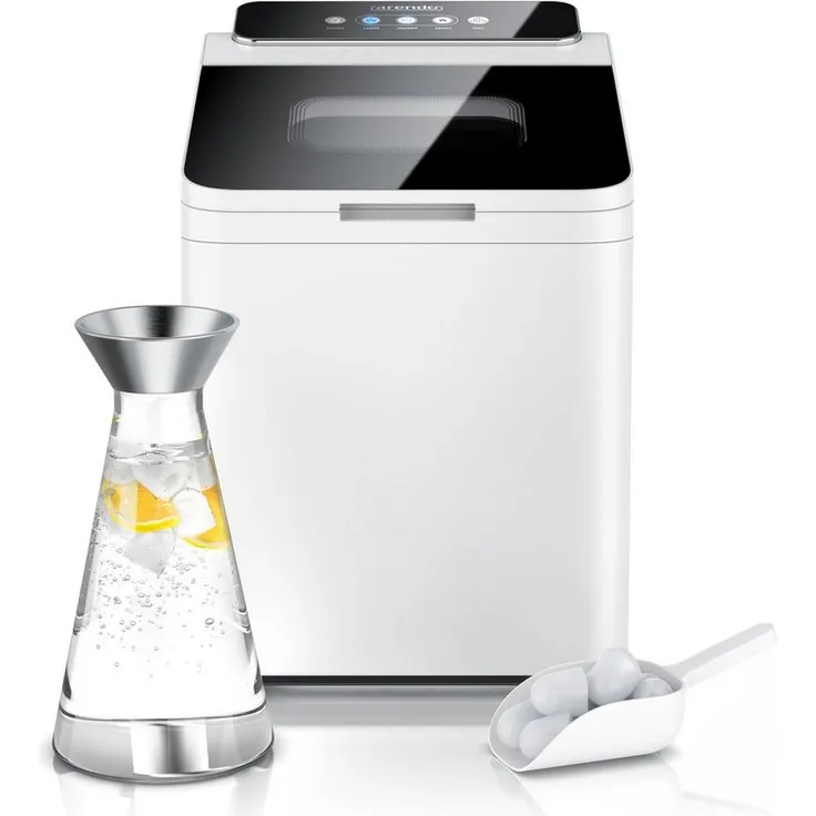 Arendo Eiswürfelmaschine, 105 W, 1,4 Liter Eiswürfelbereiter, 9 Eiswürfel in 9 Minuten, Bullet-Hohlform, 14 kg Tagesproduktion, inkl. Eisschaufel - Preisvergleich