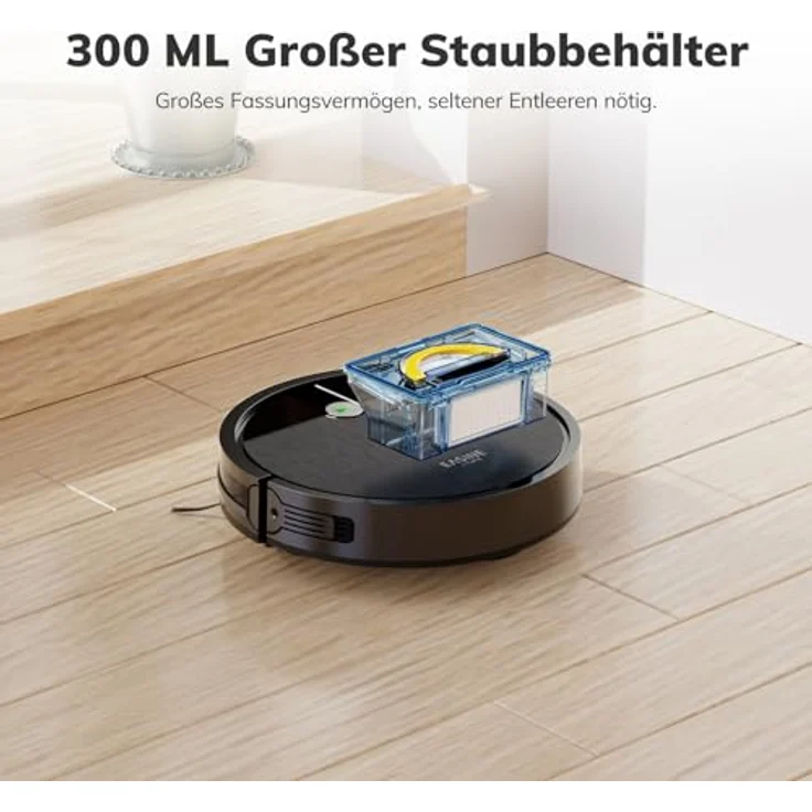 EASINE E3 Saugroboter, Bürstenloses Design, Starkes Saugen, Selbstladend, Flach, Geeignet für Tierhaare & Hartböden, mit Fernbedienung – Bild 5