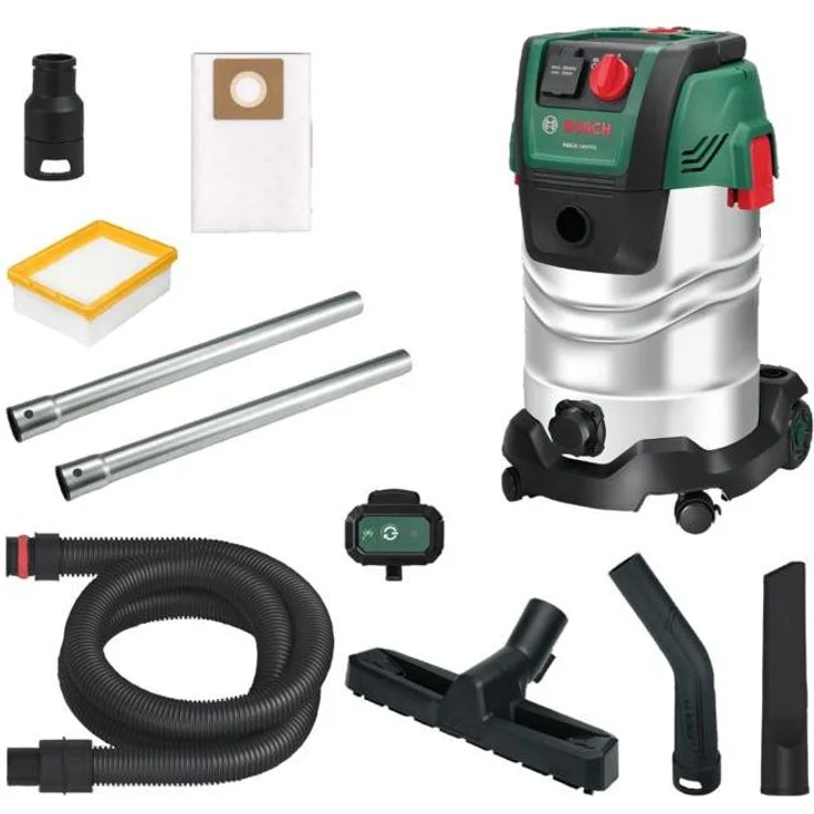 BOSCH Universal-Staubsauger PAS 30-240PRS, 1300 W, 67 l/s, 30-Liter Edelstahlbehälter, 240 mbar Saugkraft, Auto-Start-Funktion für Elektrowerkzeuge