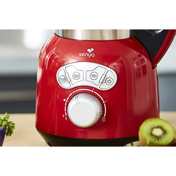 Senya SYCP-HB008R Edelstahl Cook & Ice V3, Mixer sahnehaltige-fein pürierte Suppe, Dampfkochen, Crush-EIS, Smoothies Heiz-Standmixer, 1400, Metall, 1.5 liters, Rot – Bild 8