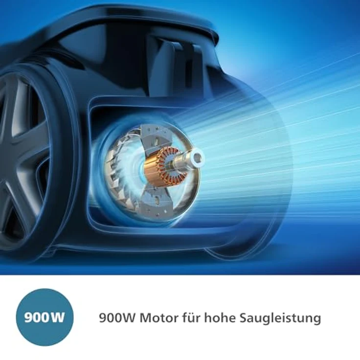 Philips Bodenstaubsauger XD8122/10 8000 Serie, 900W, 4l, mit HEPA-Filter, TriActive+ LED-Düse, Möbelaufsätze inkl, Tiefschwarz matt – Bild 3