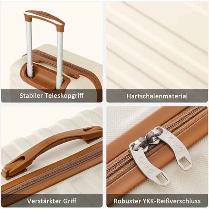 COOLIFE Koffer Trolley Set 5-teilig, ABS Hartschale mit 4 Rollen, TSA-Schloss, inkl. Reisetasche und Kulturbeutel – Bild 5
