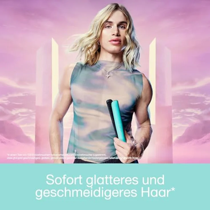 GHD GOLD® Glätteisen, Limited Edition in Mystic Aqua, 26 mm Ultra-Gloss Keramikplatten, HD Motion-Responsive™ Technologie, automatischer Temperaturkontrolle, mit hitzebeständigem Etui – Bild 4