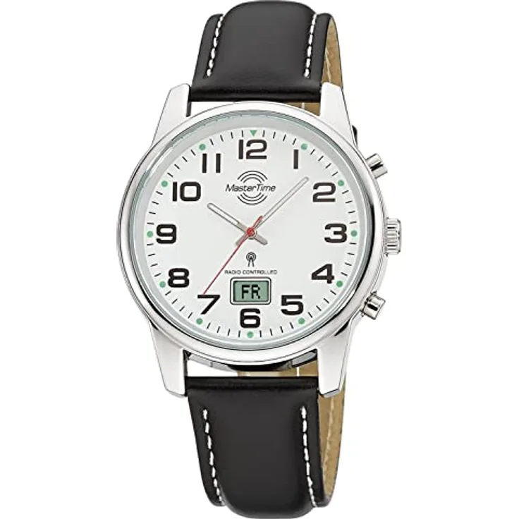Master Time Funk Quarz Herren Uhr Analog mit digitalem Datum mit Leder Armband MTGA-10814-12L