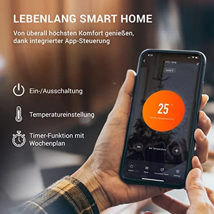LEBENLANG Keramik Heizlüfter energiesparend leise - inkl. App & WiFi, Fernbedienung | Electric heater heizstrahler eco heat | Eco Warm – Bild 2