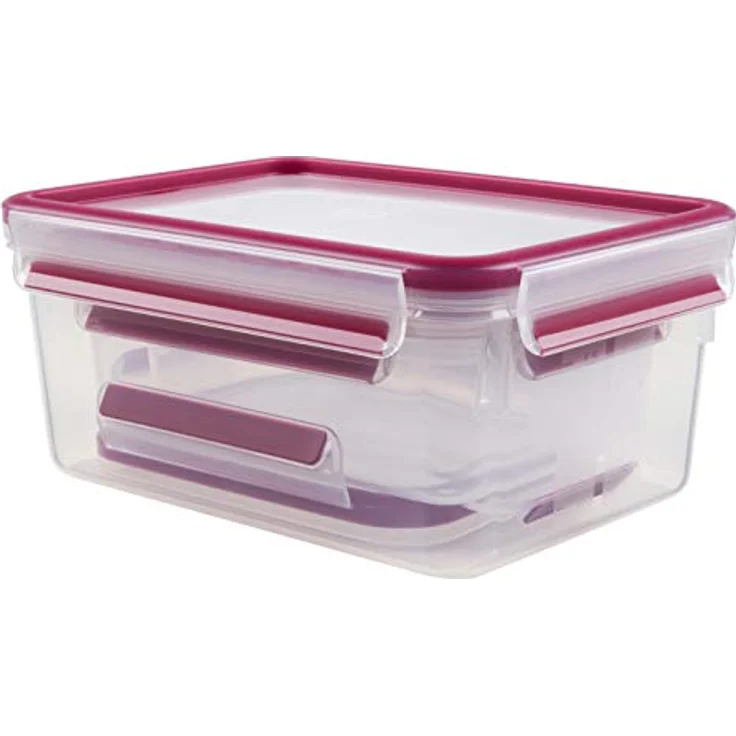 Emsa 515584 Food Clip & Close, Plastik, Transparent - Pink, 0,55 - 1 - 2,3 Liter, Set mit 3 Boxen – Bild 2