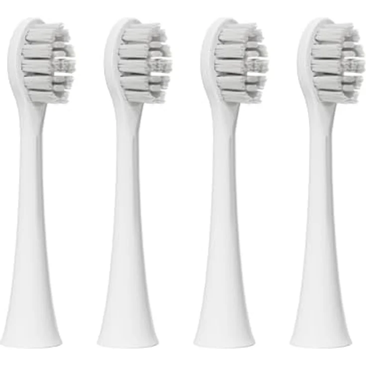 Be Lucent Prism Sonic Zahnbürstenköpfe, 4er-Pack mit weichen Dupont-Borsten und Zungenschaber, weiß – Bild 1